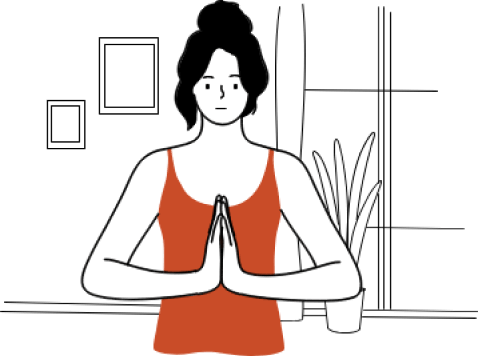 Illustration of a woman in yoga pose with her hands together
